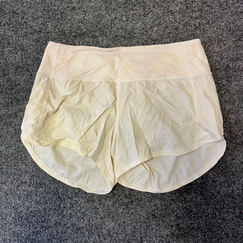 Lululemon Shorts Womens Size 6 Tall White Speed Up Running Athletic Lined Pocket